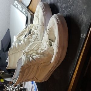 White Leather High Top Vans